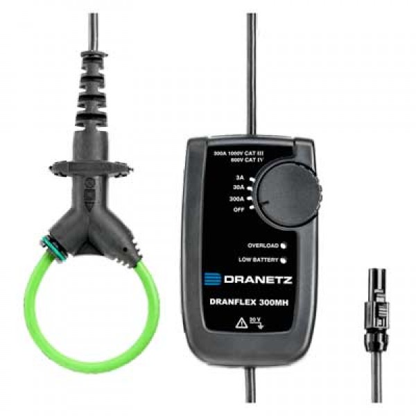 DRANFLEX300MH Mini Rogowski-Stromwandler, Primärstrom umschaltbar 3/30/300A AC, Ausgang 1,5 V AC (Z207N)